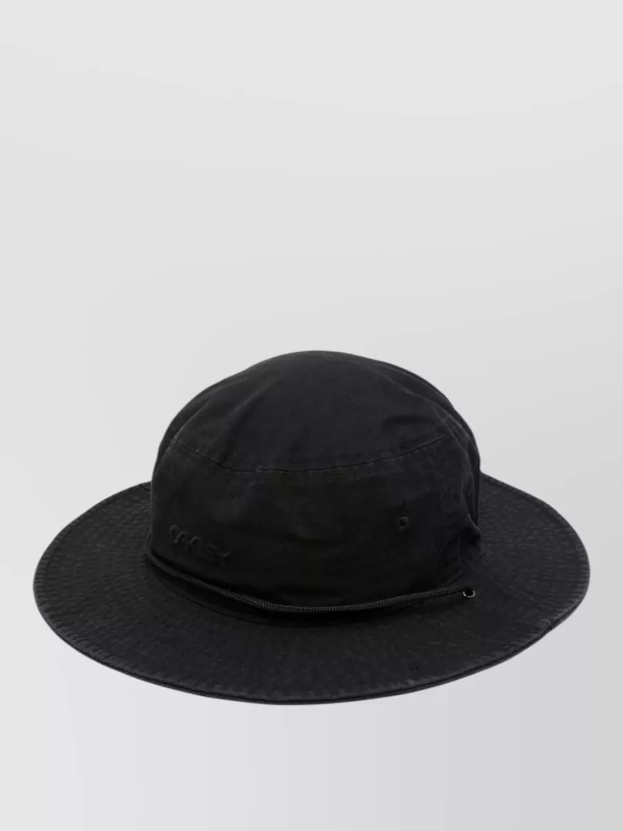 Oakley Bucket Hat Wide Brim Adjustable Chin Strap In Black