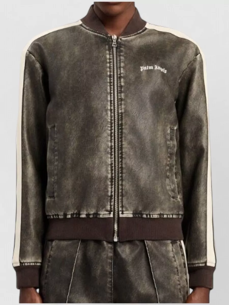 Palm Angels Logo-Print Single-Breasted Bomber Jacket