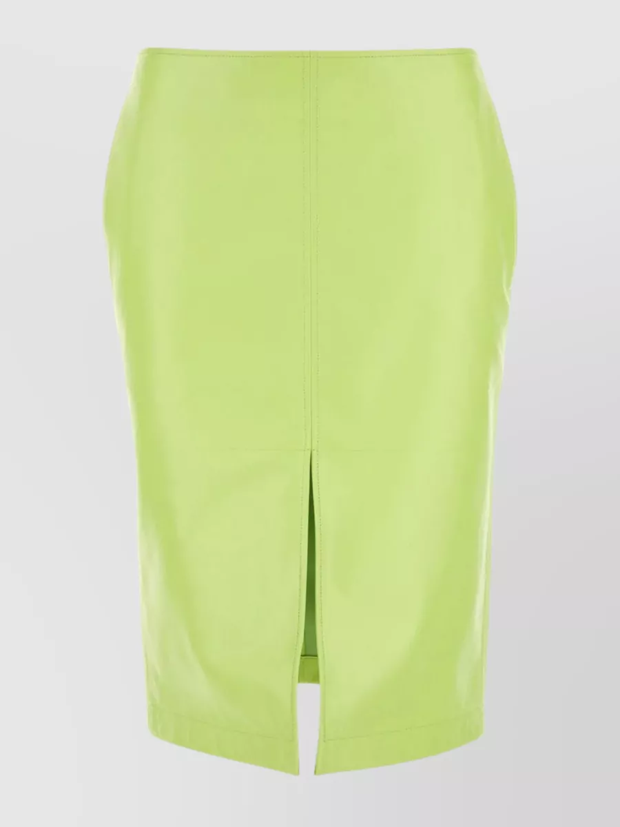 Shop Bottega Veneta Shearling Knee-length Skirt With Front Slit In Green