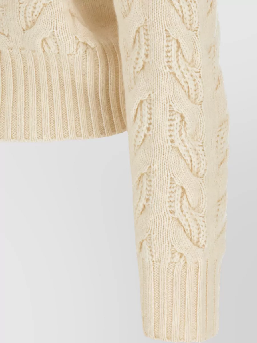 S Max Mara Cashmere Wool Cable-Knit Turtleneck Sweater