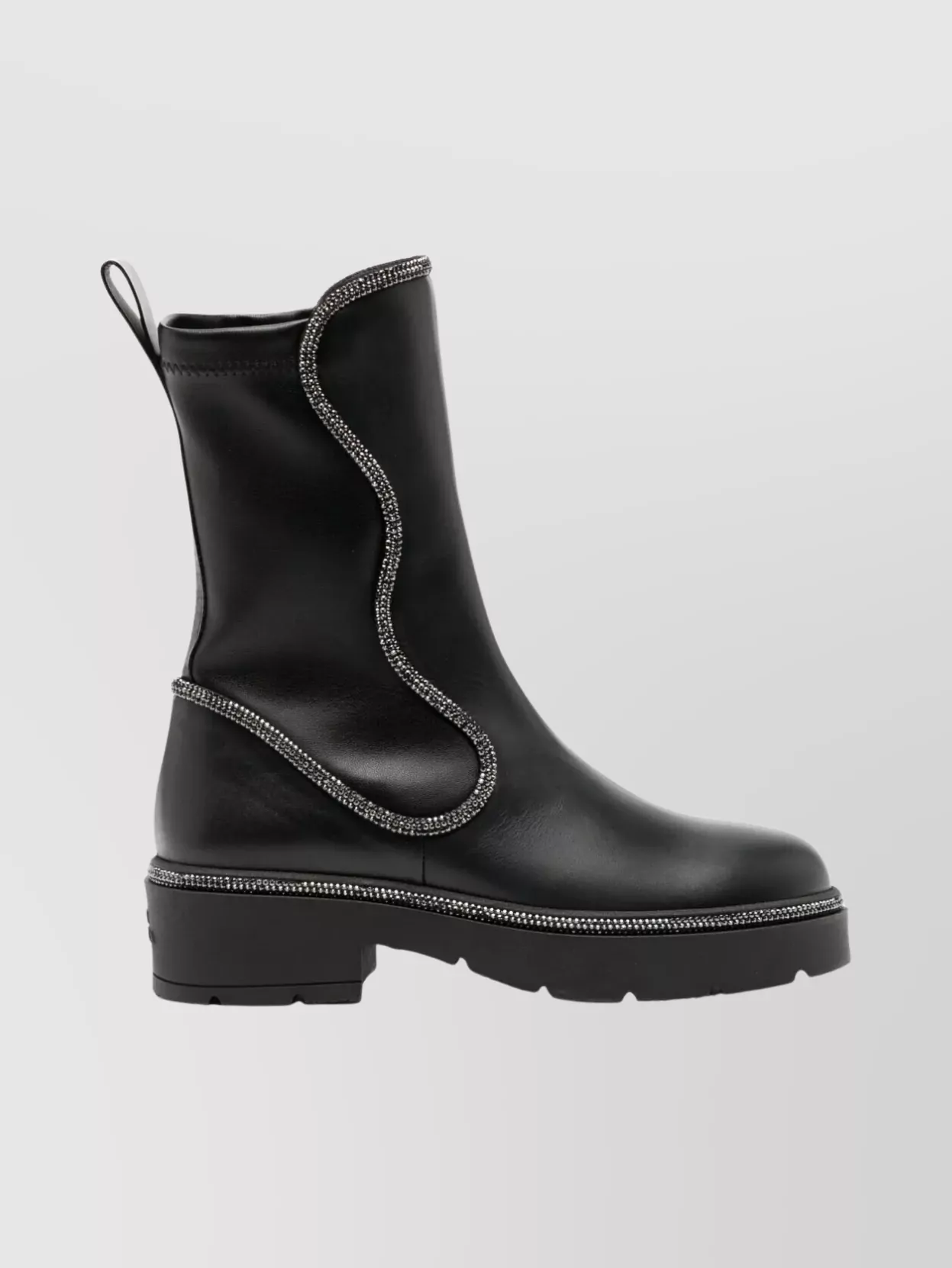 Rene Caovilla Ankle Boot With Block Heel And Trim