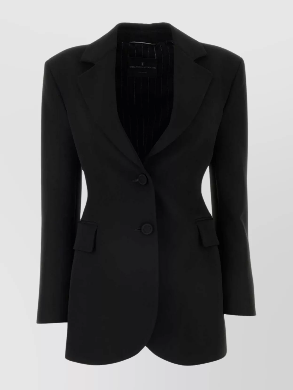 Ermanno Scervino Stretch Polyester Blazer Buttoned Cuffs In Black