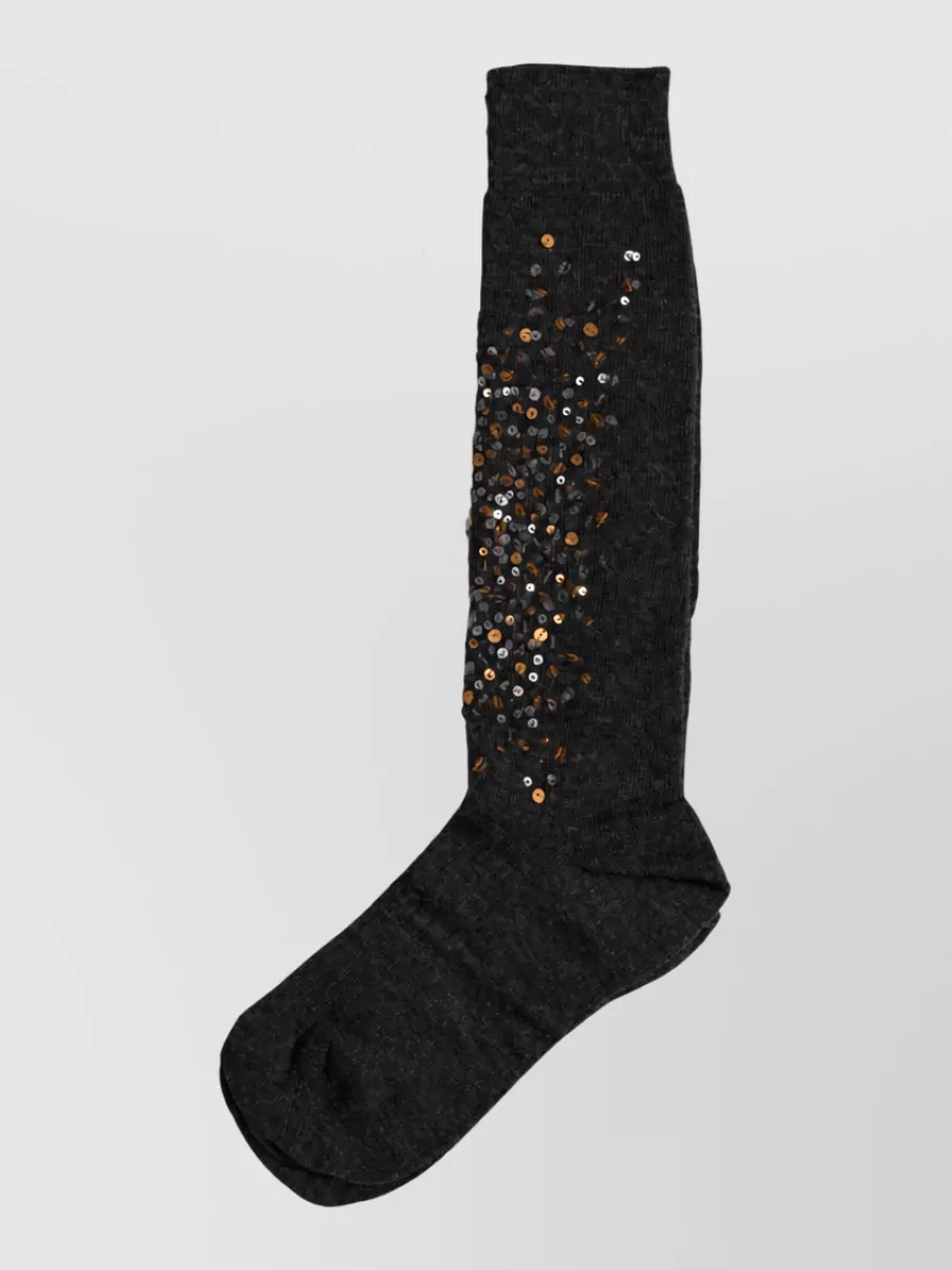 Dolce&Gabbana Sequined Wool Knee-High Socks