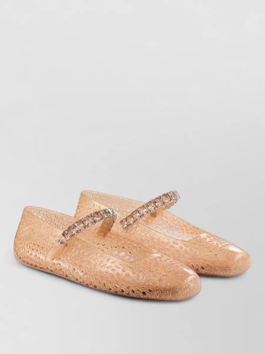 Jimmy Choo crystal-embellished jelly ballerina flats