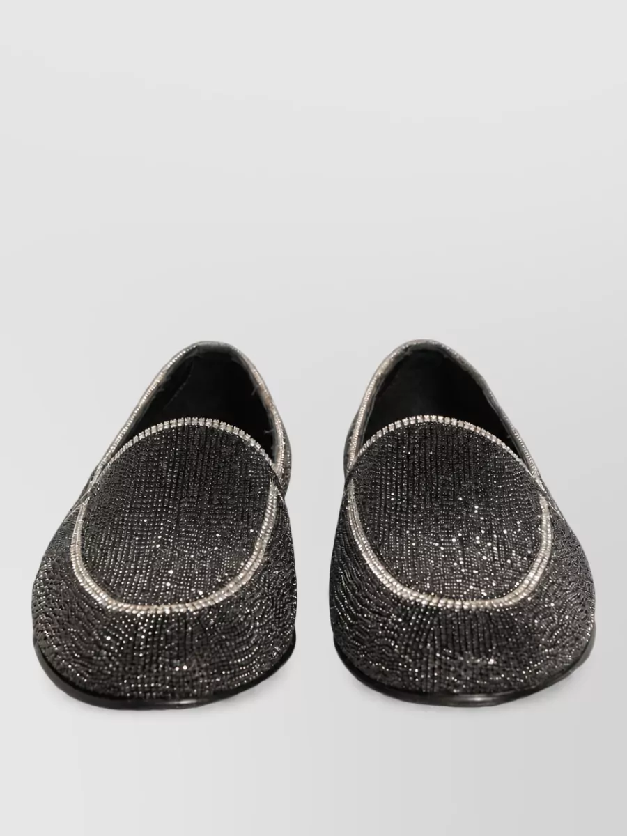 Dolce&Gabbana crystal-embellished leather slippers