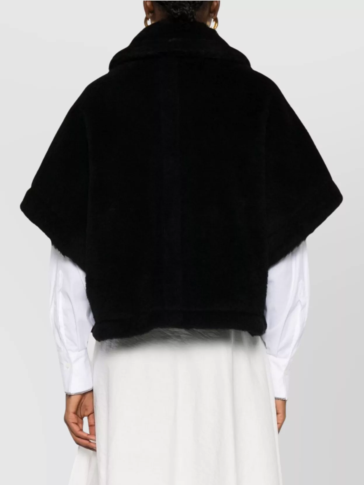 Max Mara Alpaca And Wool Blend Cape In Black
