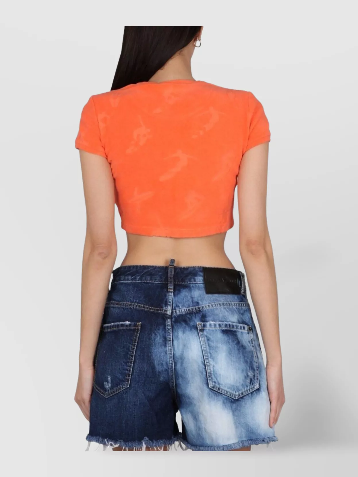 Dsquared2 Cropped Crew Neck Top With Tie-dye Pattern