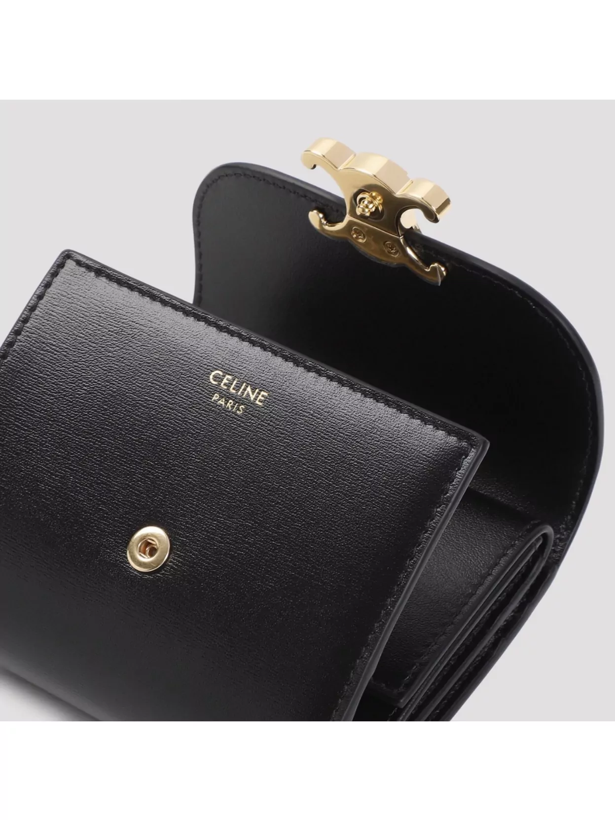 Celine Flap Wallet Compact Gold-Tone Hardware