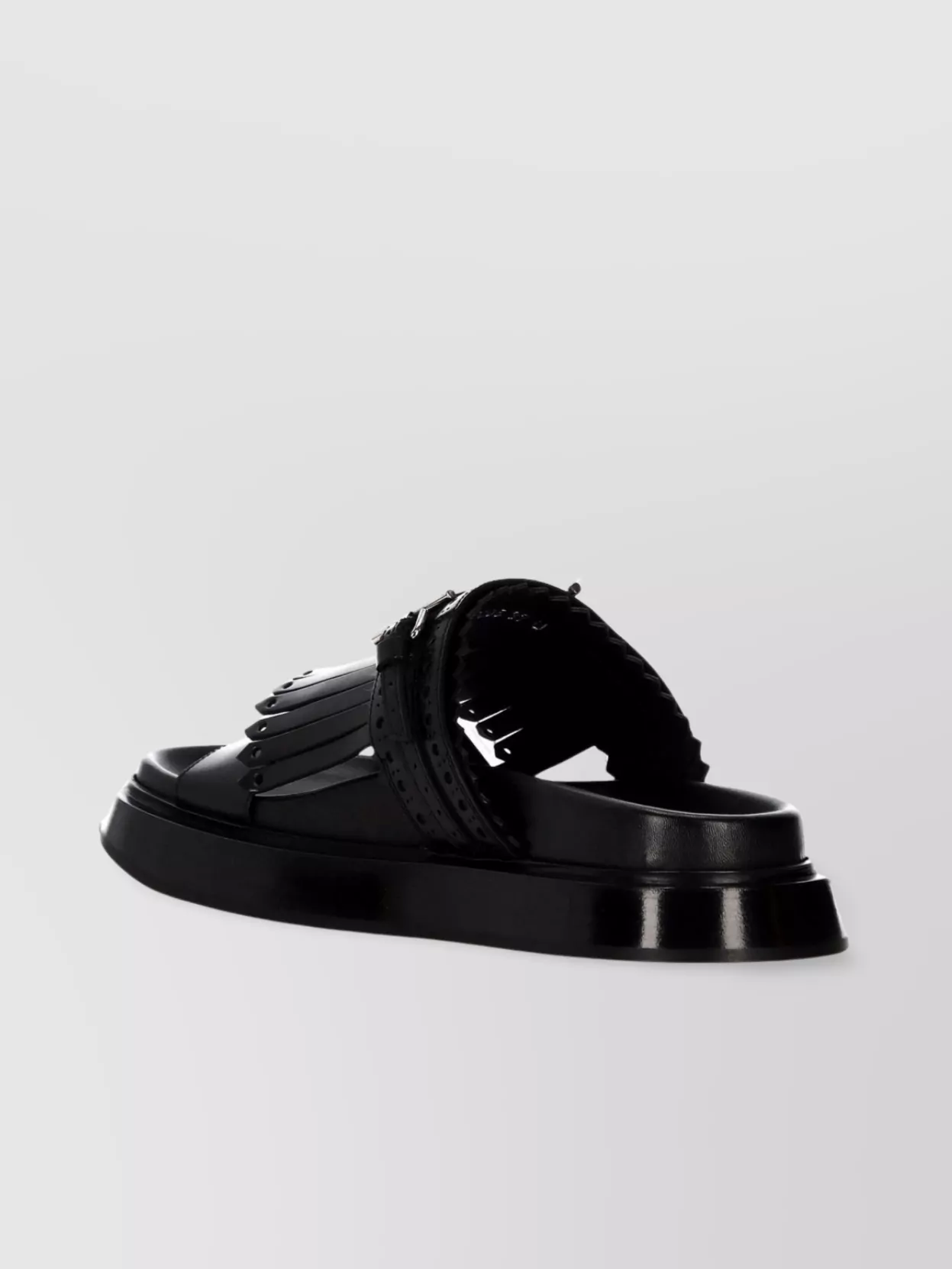 Alexander Mcqueen Fringed Leather T-Bar Sandals
