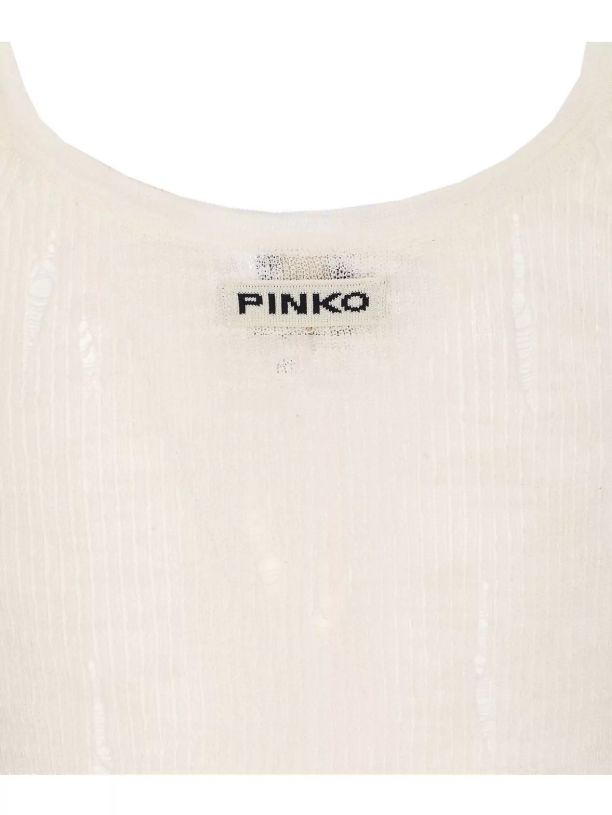 Pinko Crewneck Distressed Ribbed Sleeveless Stretch Top
