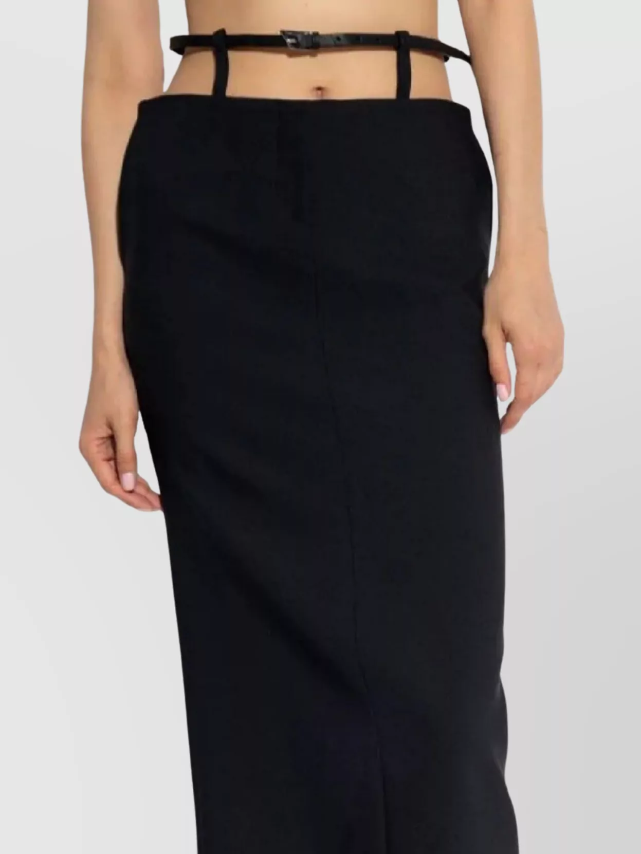The Attico High Waist Midi Skirt With Back Slit