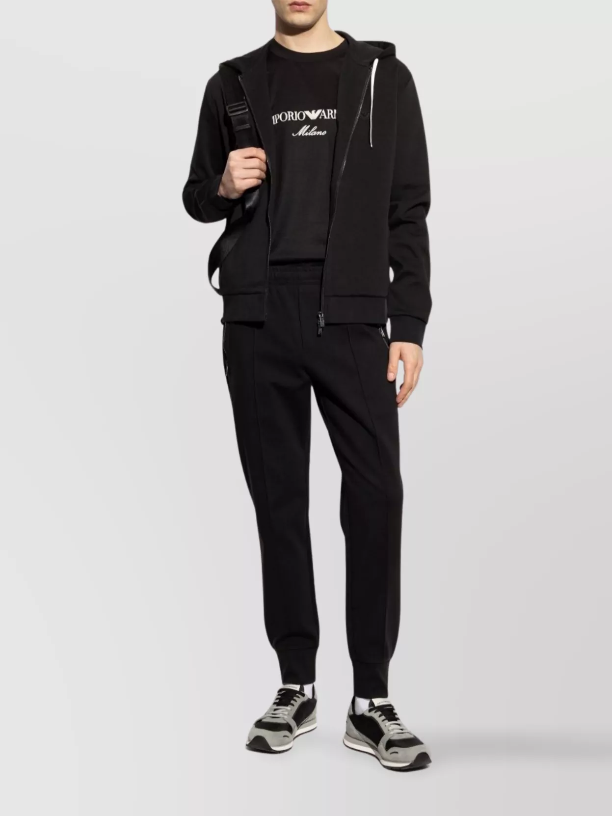 Emporio Armani Brand Sneakers With Mesh And Suede