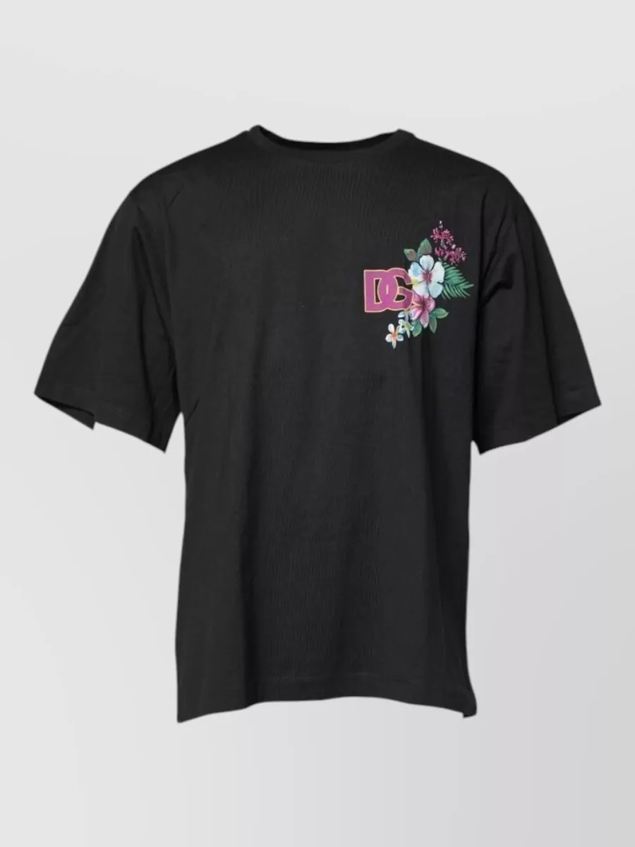 Dolce&Gabbana floral print logo-print crew-neck t-shirt