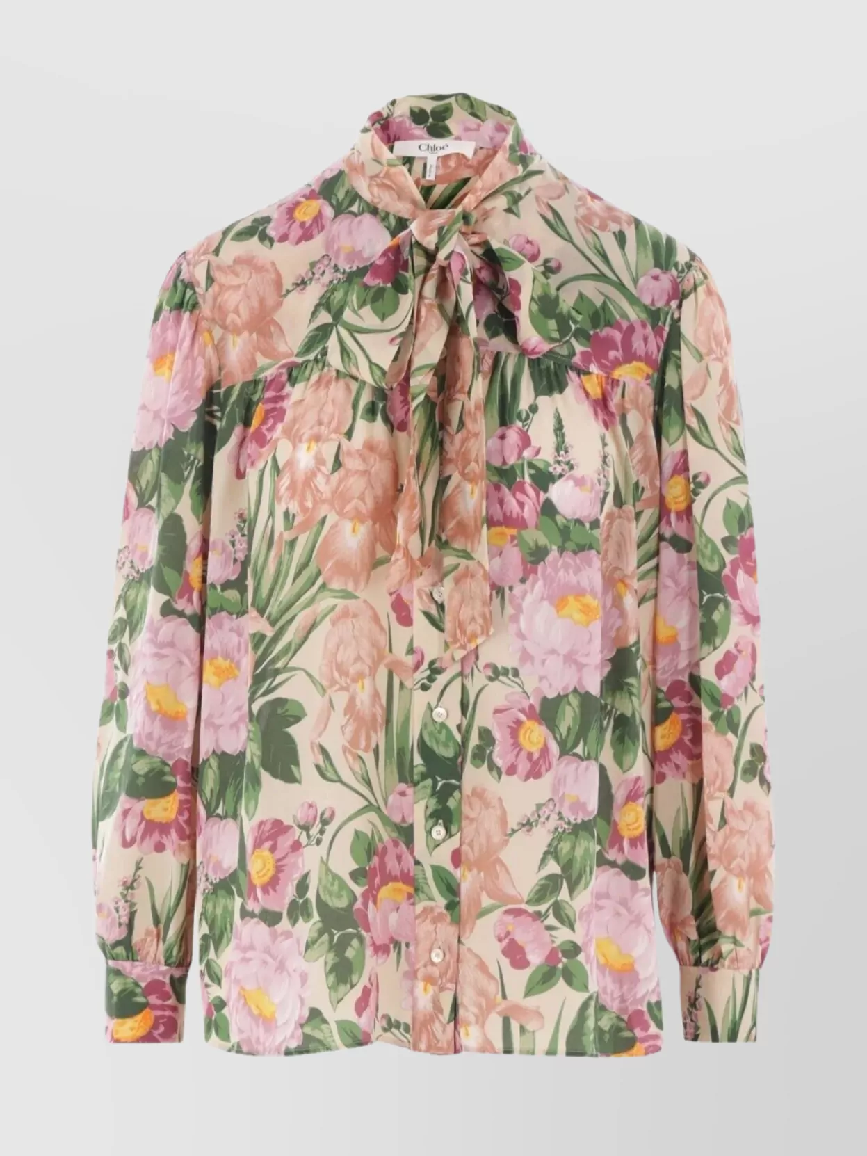 Chloé Maxi Gathered Lavallière Blouse