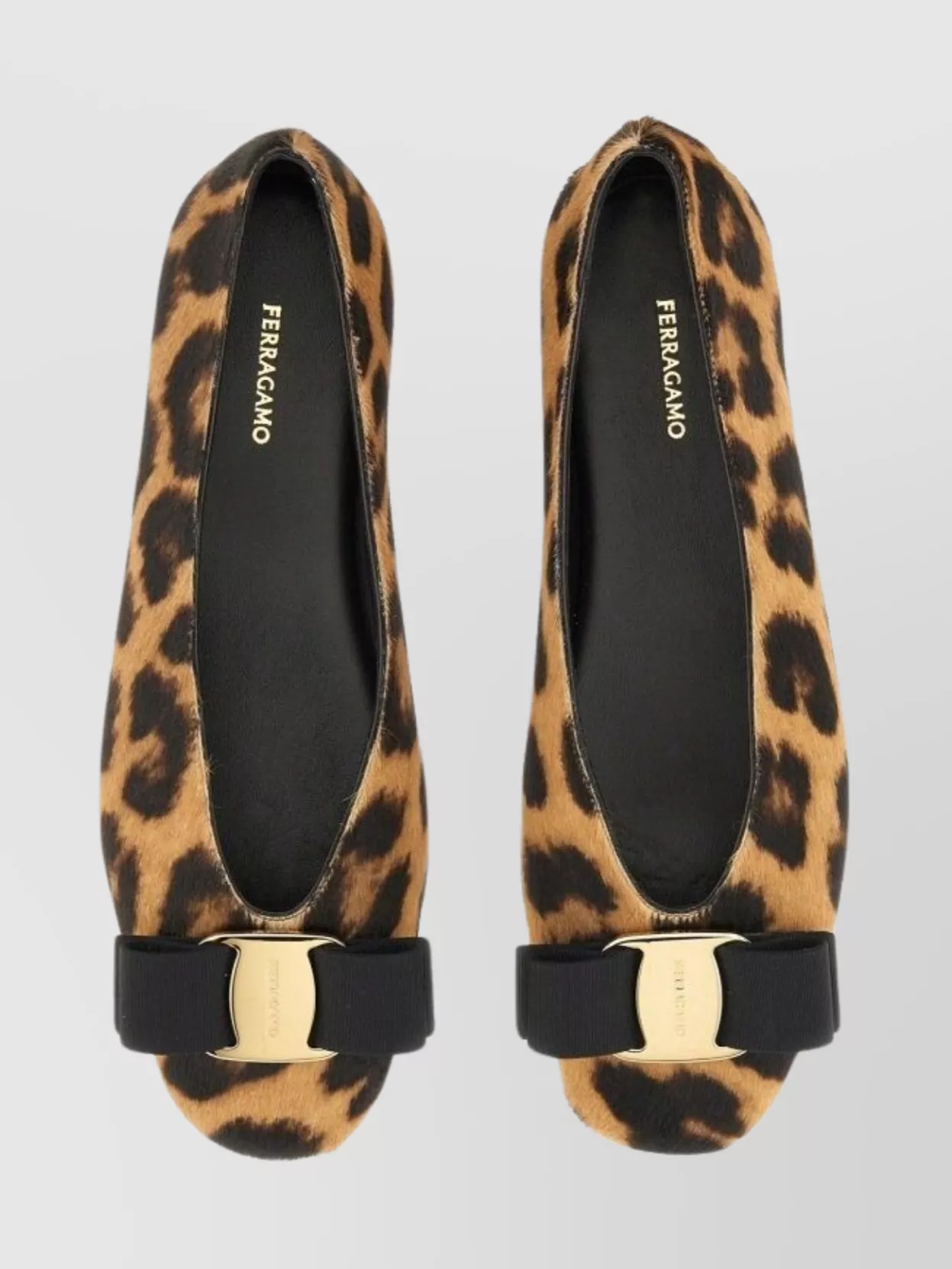 Ferragamo Animal Print Bow Detail Ballerina Shoes