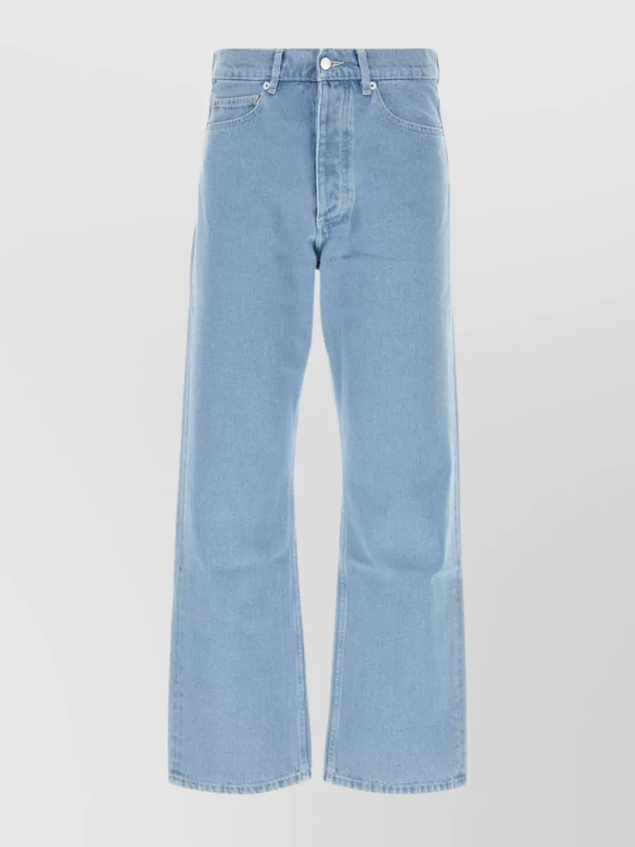 Shop Nanushka Organic Cotton Wide-leg Denim Trousers In Blue