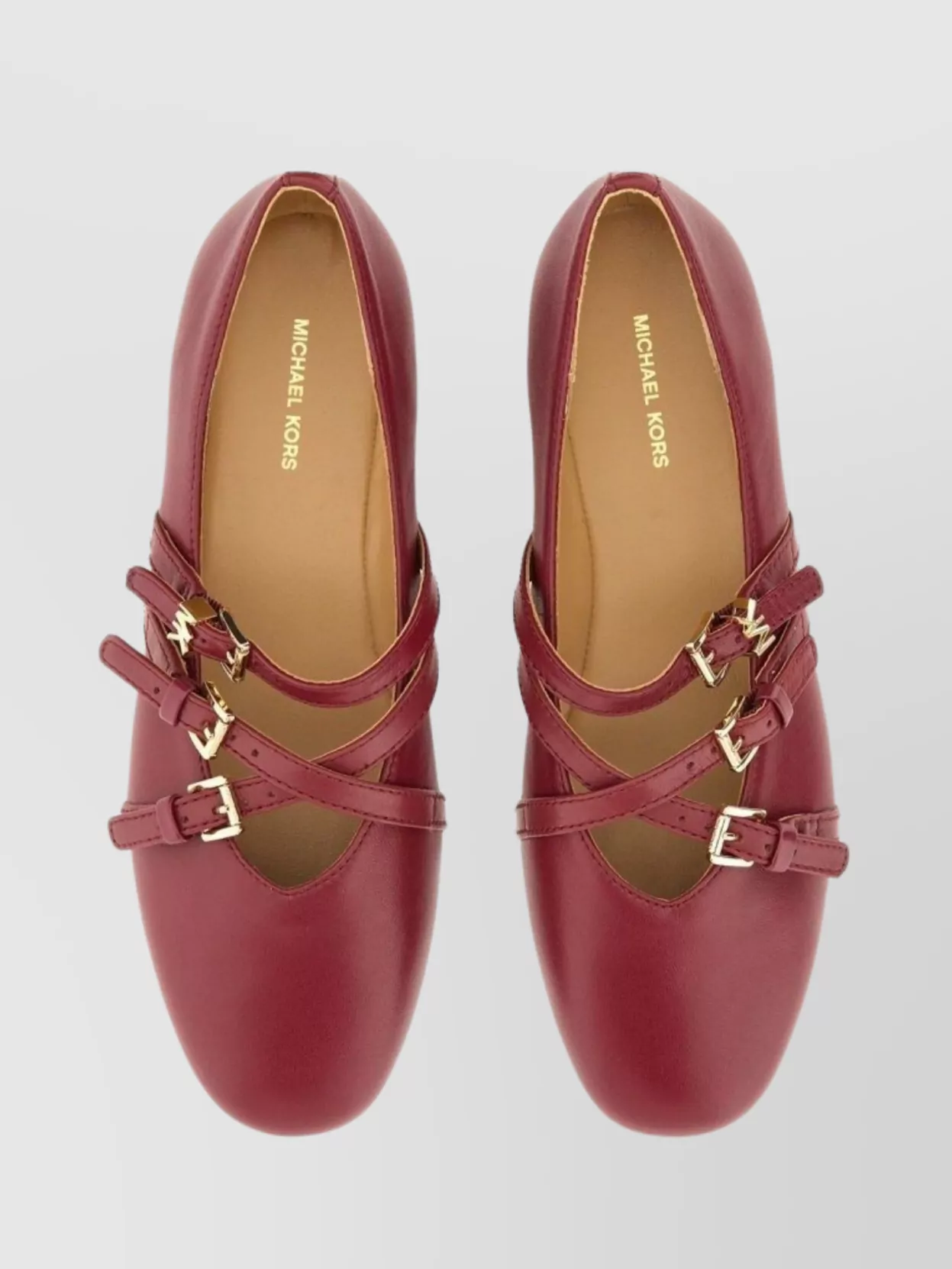 Michael Kors Buckle Strappy Ballerina Shoes Round Toe
