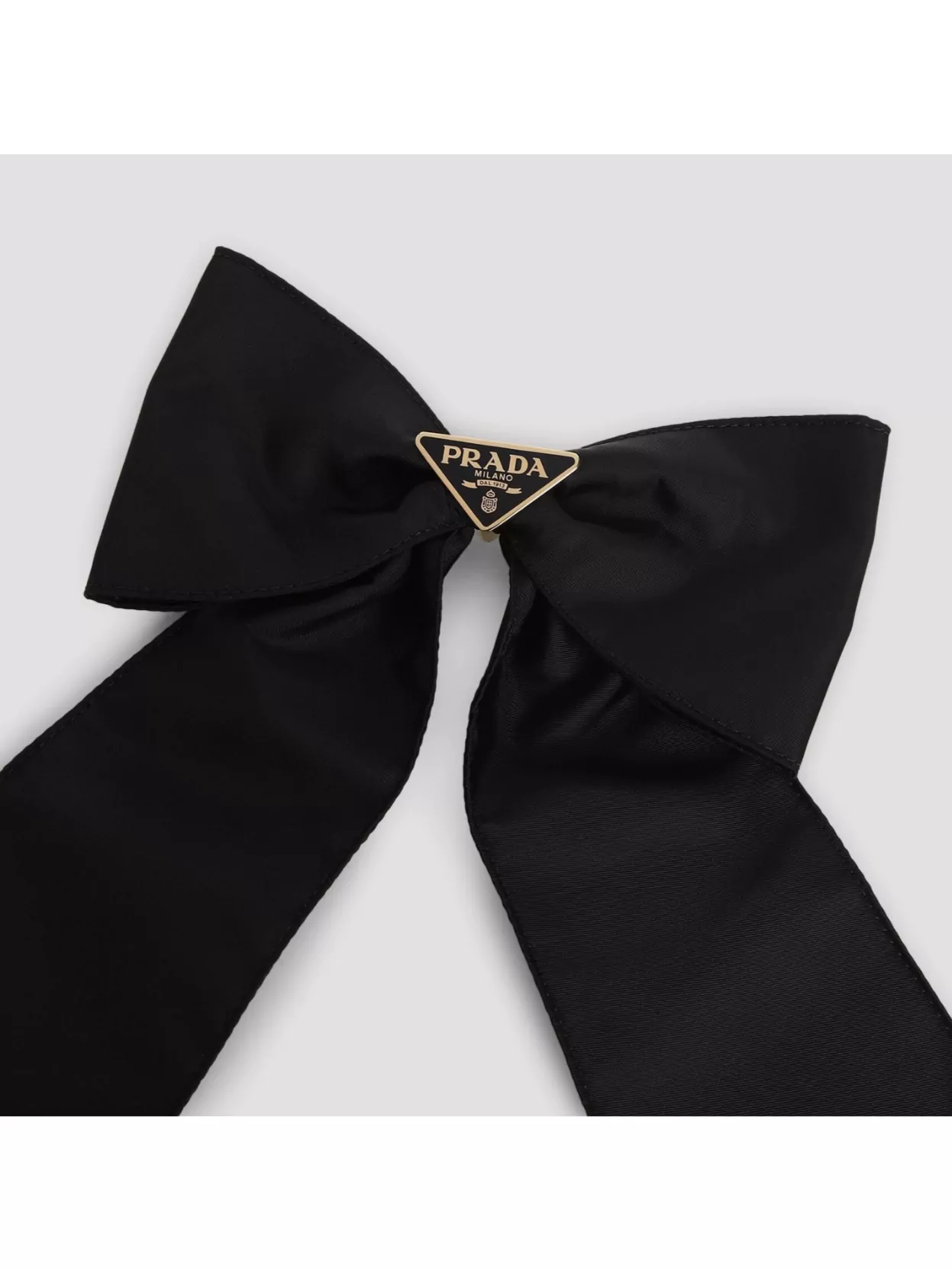 Prada Brass Hair Clip With Maxi Bow Design In Black