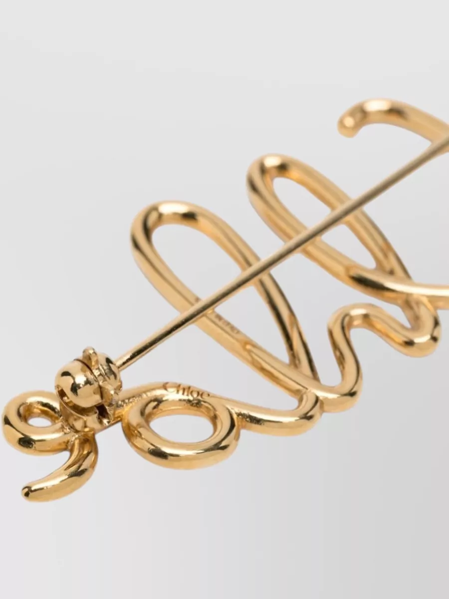 Chloé Script Logo Pin Polished Finish Design
