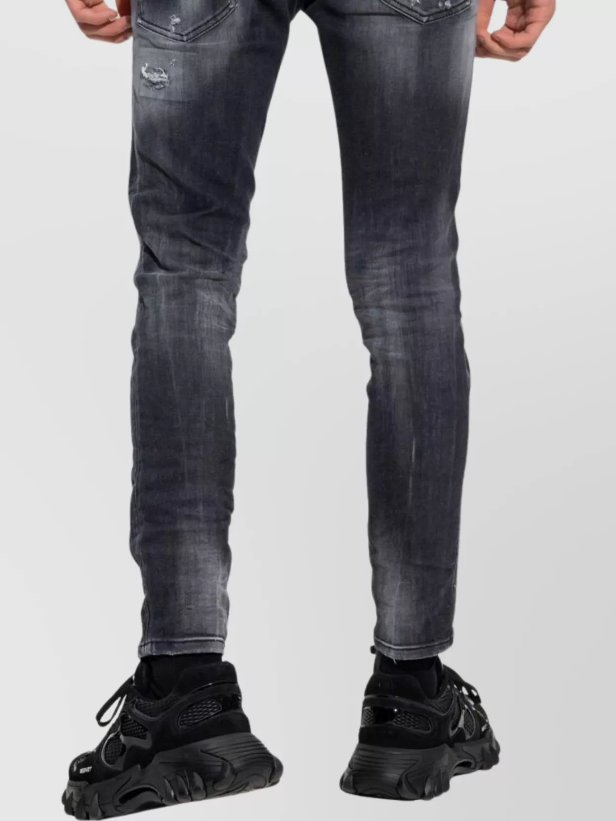 Dsquared2 Denim Trousers Distressed Belt Loops In Black