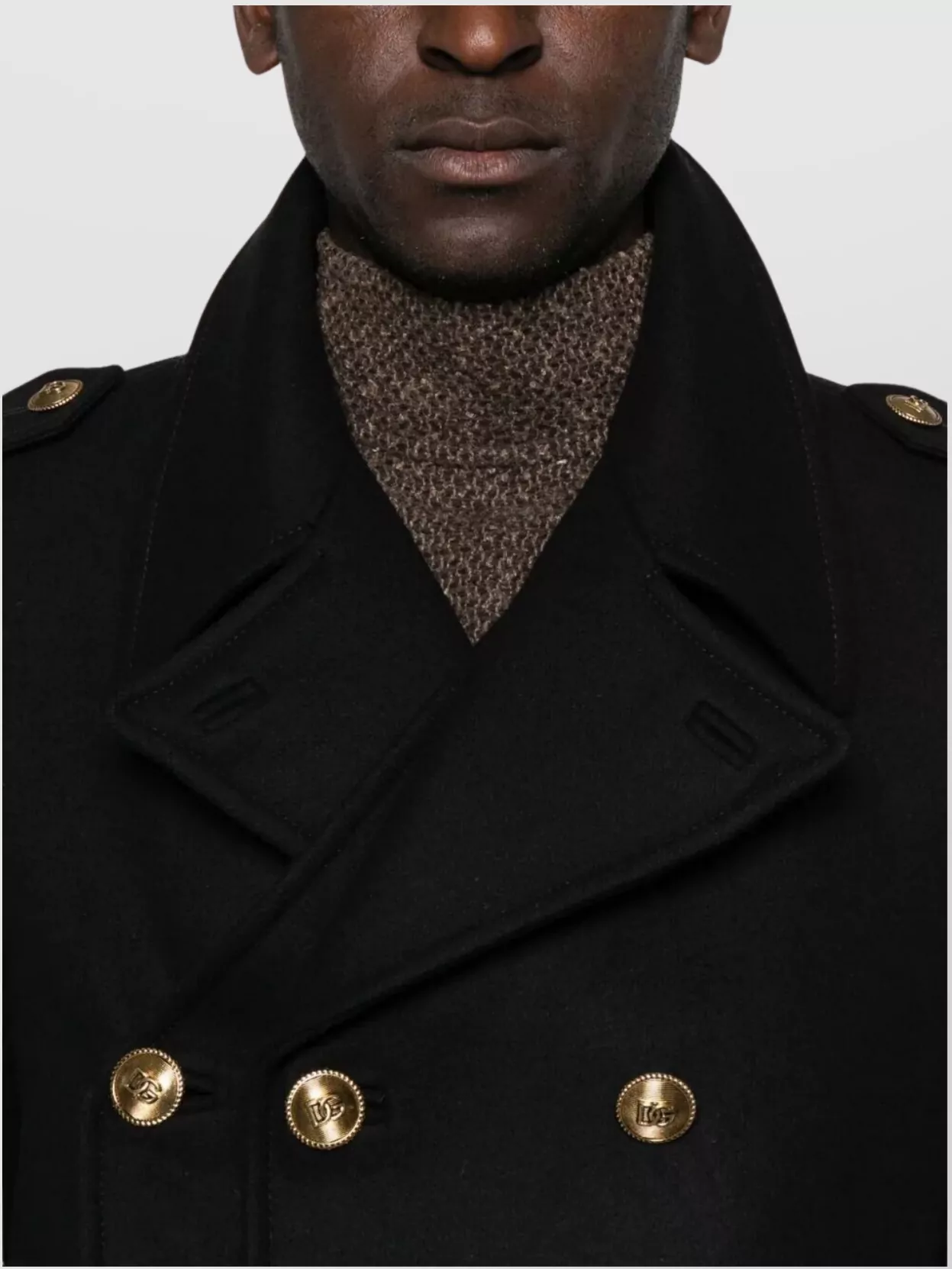 Dolce&Gabbana Double-Breasted Peacoat Featuring Epaulettes