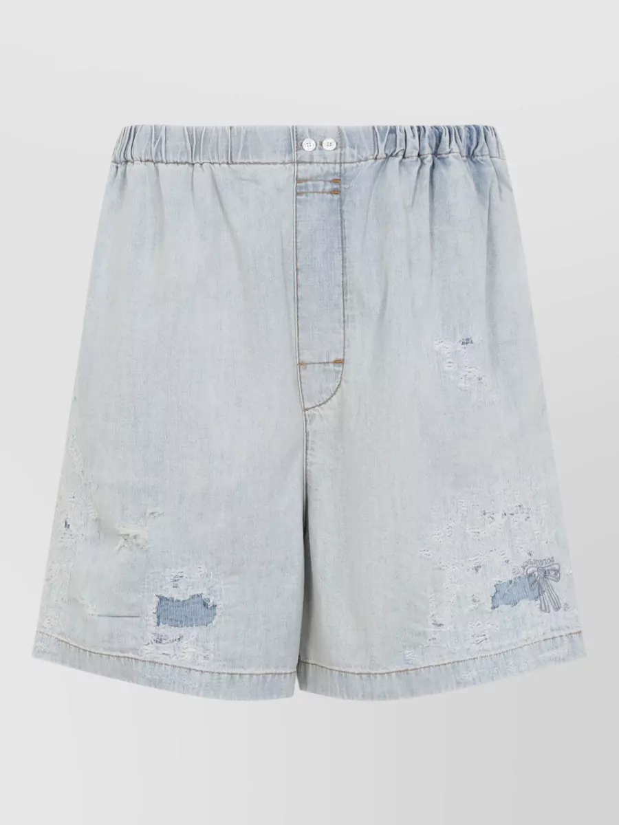 Acne Studios Distressed Denim Shorts Featuring Back Pocket In Blue