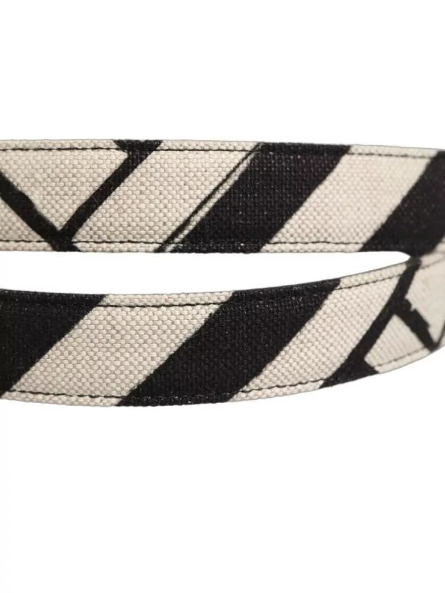 Dolce&Gabbana Cotton belt — The Dolce&Gabbana off-white canvas belt quietly adds a graphic stripe at the waist that ties into the shirt’s vertical lines, sharpening the silhouette without overpowering the casual mood.