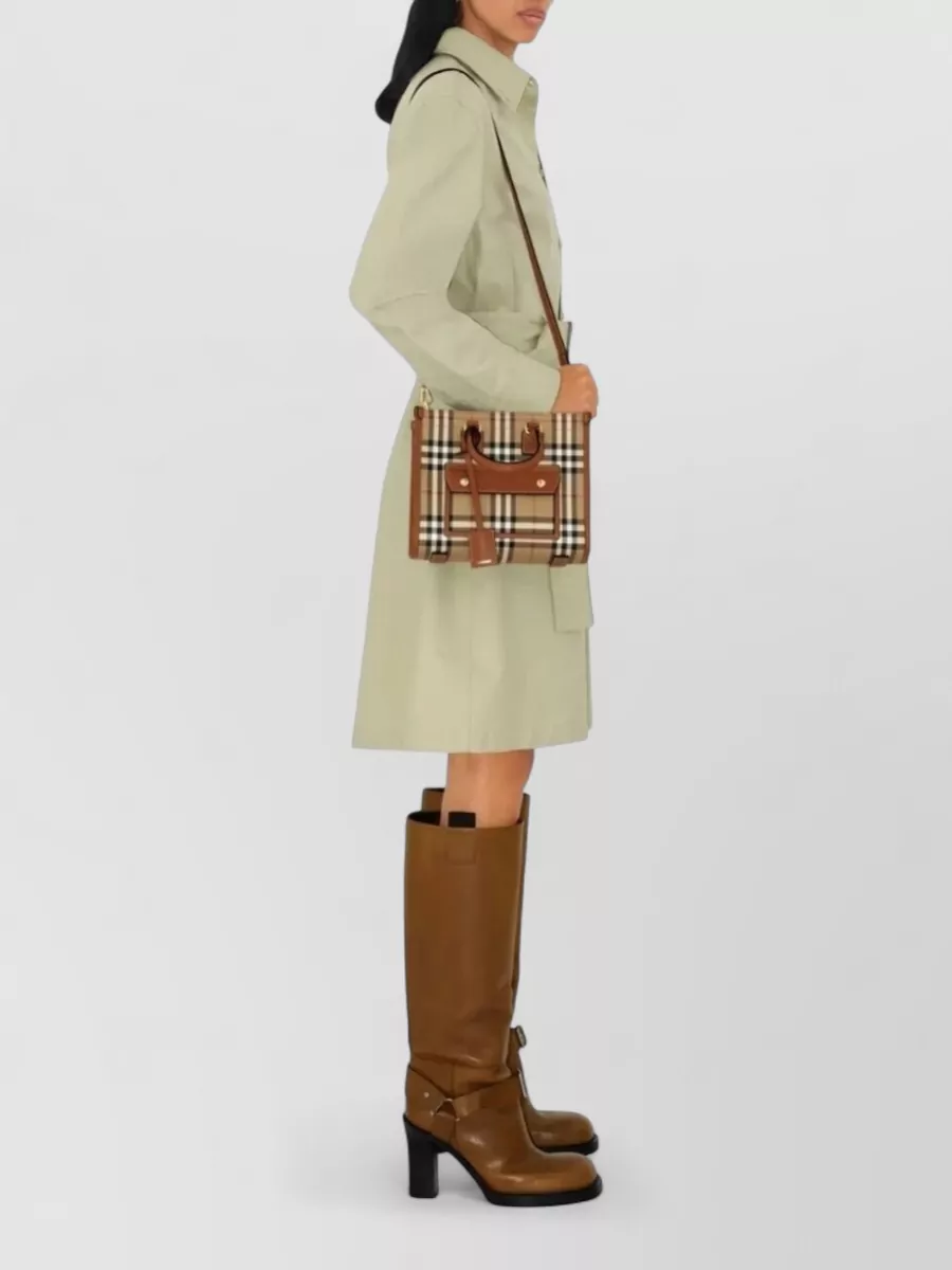 Burberry Mini Freya Check Tote Coated Cotton Blend