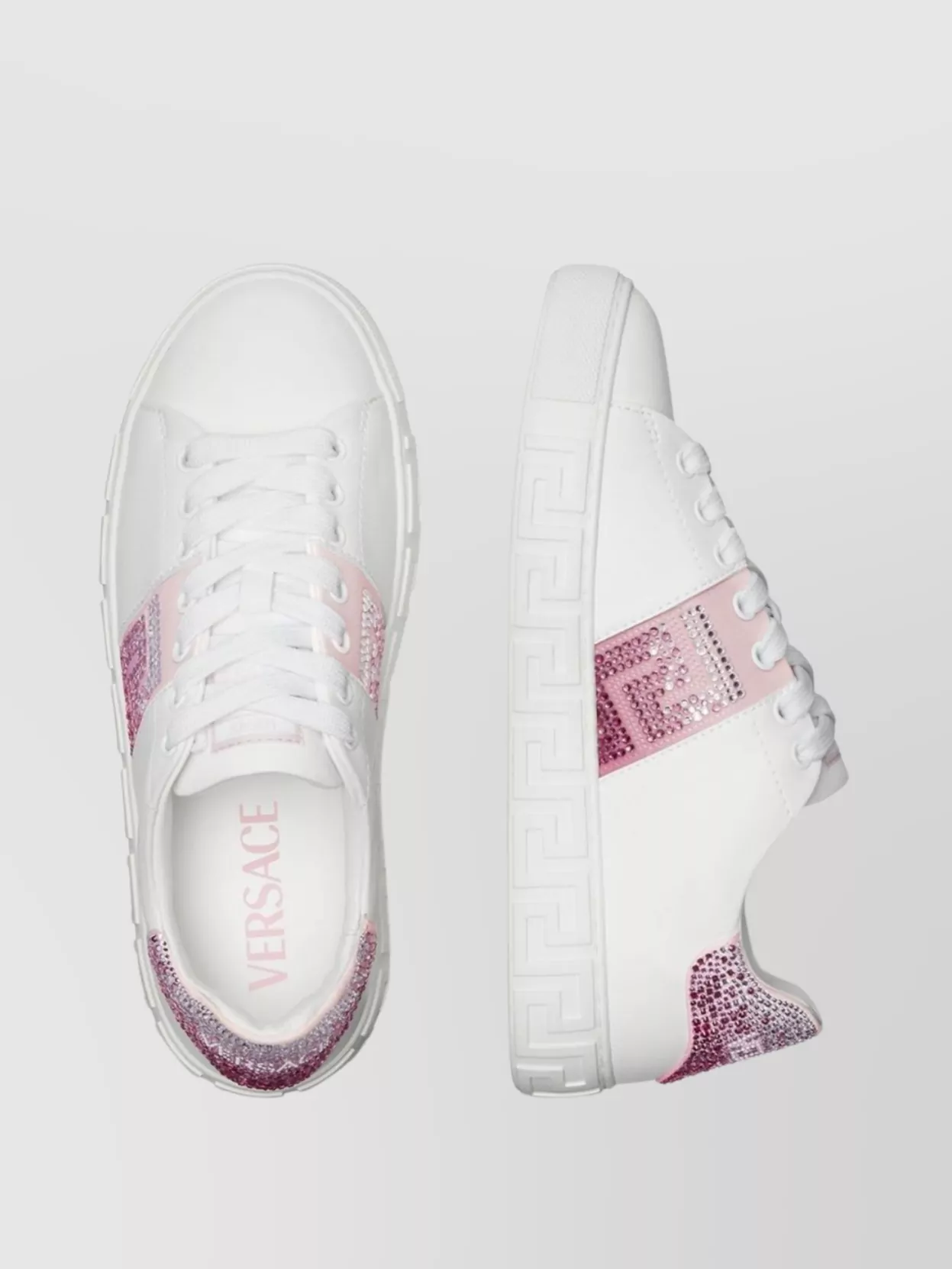 Versace Crystal Embellished Low Top Sneakers