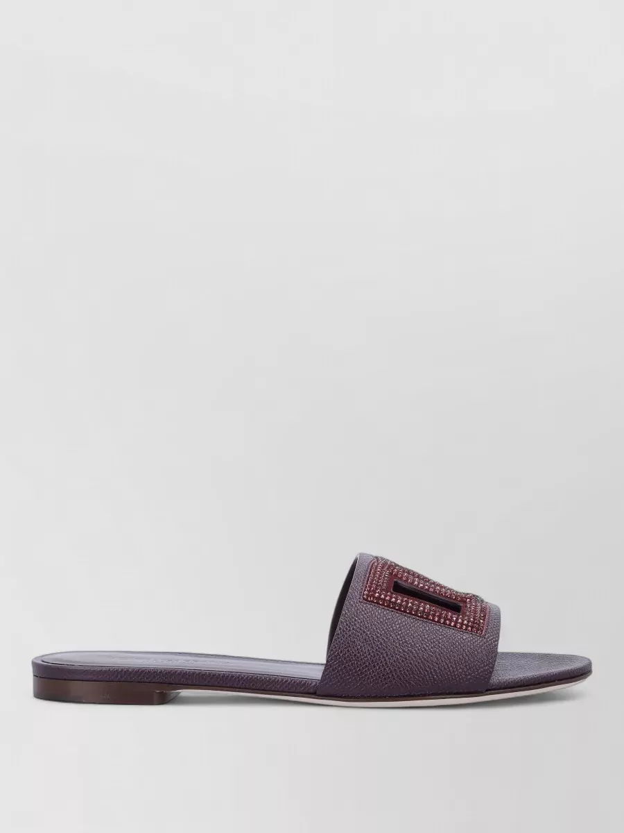 Dolce&Gabbana Crystal-Embellished Leather Slides