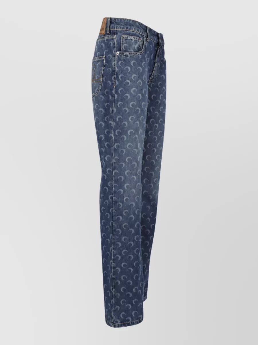 Marine Serre Straight-Leg Denim Jeans