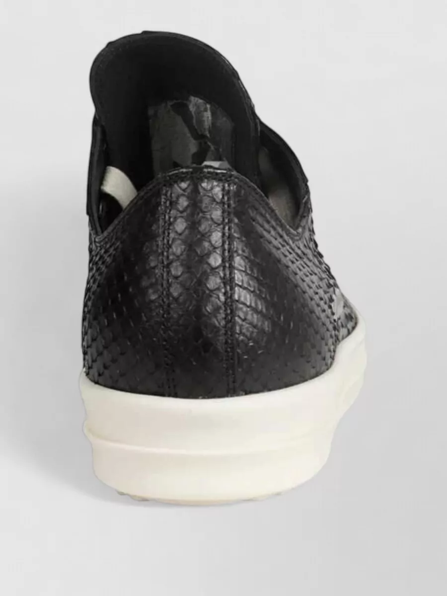 Rick Owens Python Leather Low Sneakers Rubber Sole In Black