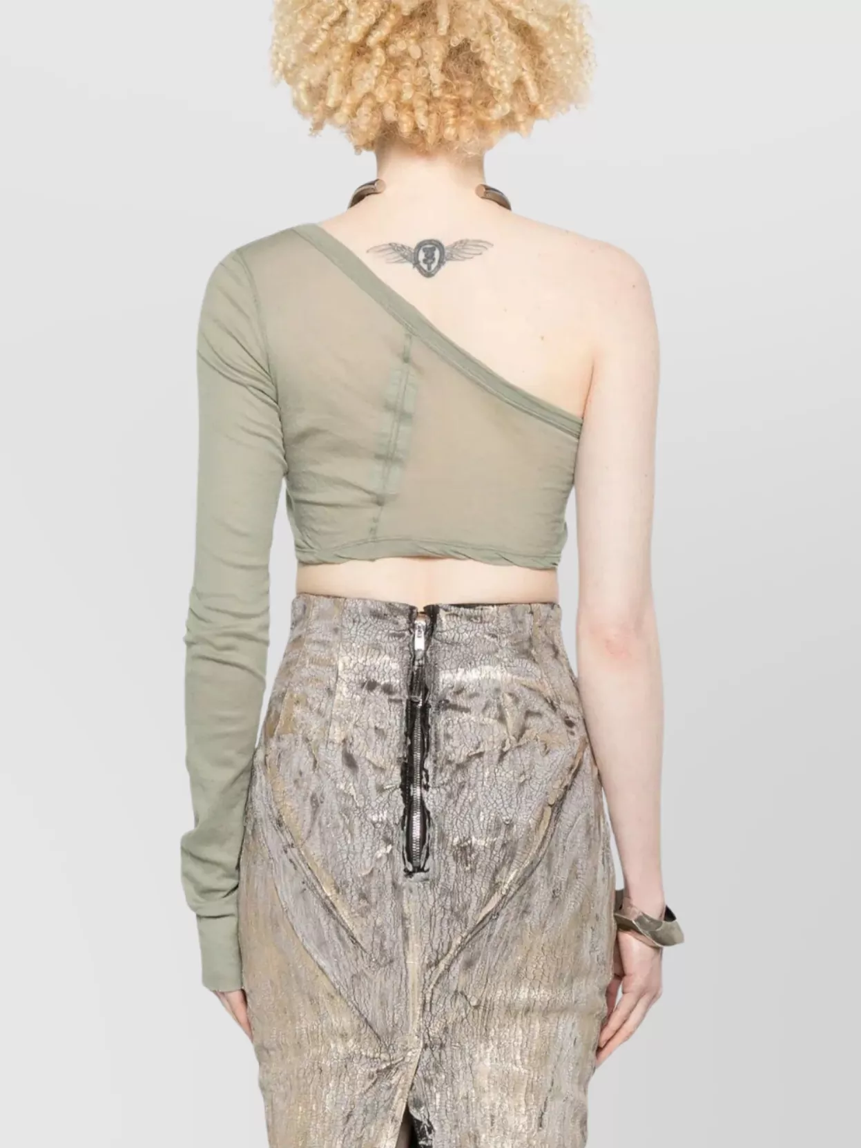 RICK OWENS ZIGGY ONE-SHOULDER SHEER STRETCH TOP