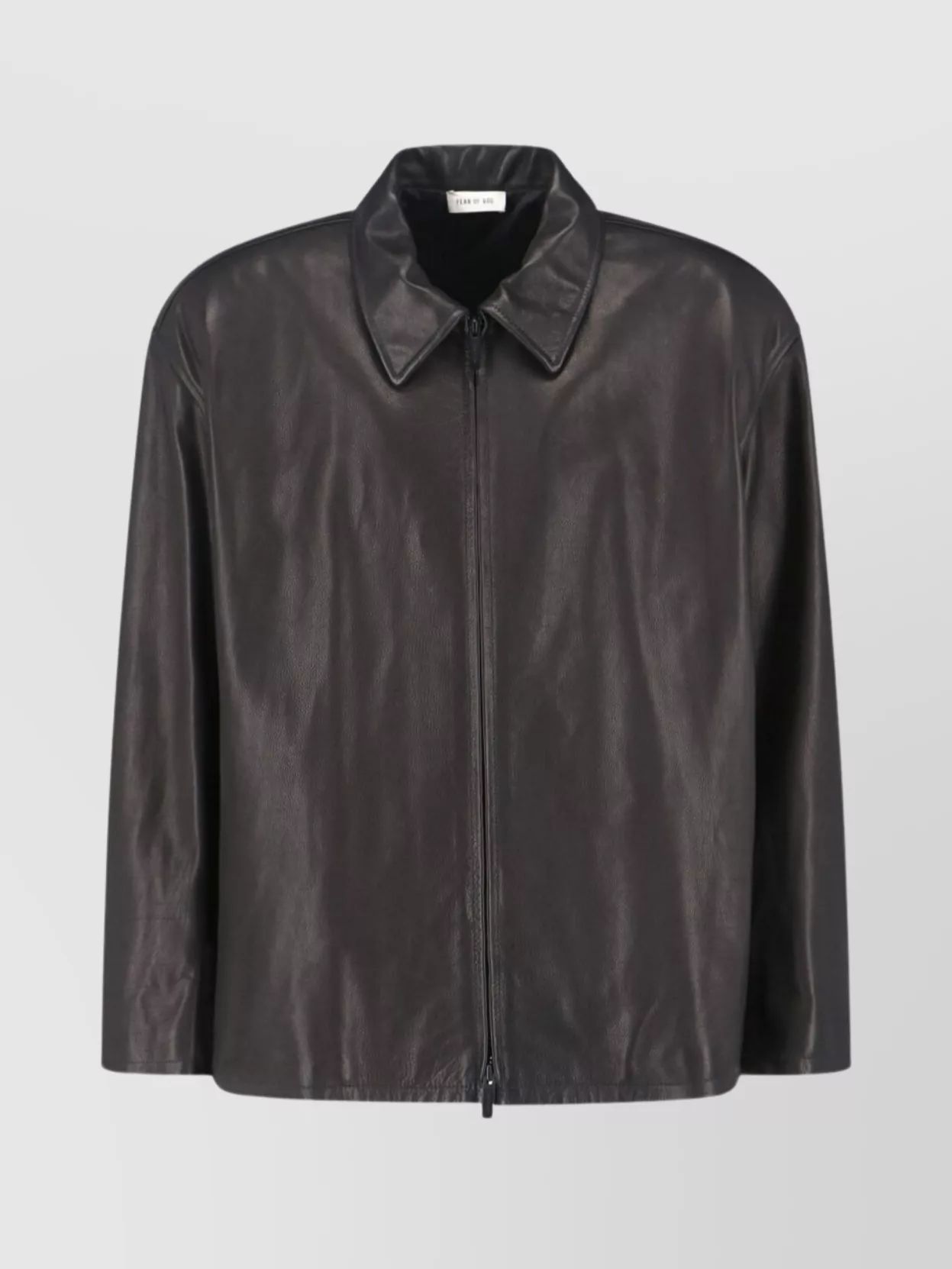 Fear Of God Relaxed Leather Jacket Long Sleeves In Black