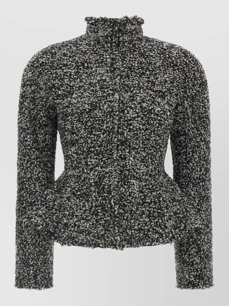 Alberta Ferretti bouclé high-neck peplum jacket