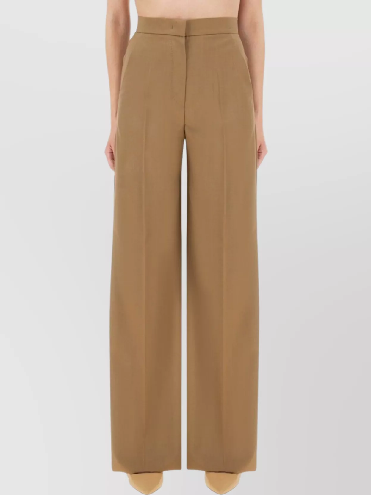 Max Mara High Waist Wide Leg Trousers Fernet In Brown