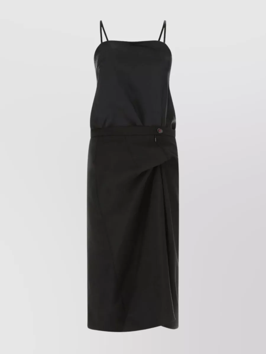 Shop Maison Margiela Silk And Wool Blend Dress With Pleated Back In Black