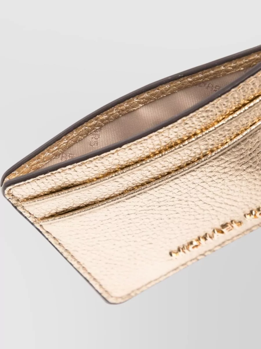Michael Kors Metallic Finish Compact Leather Card Holder