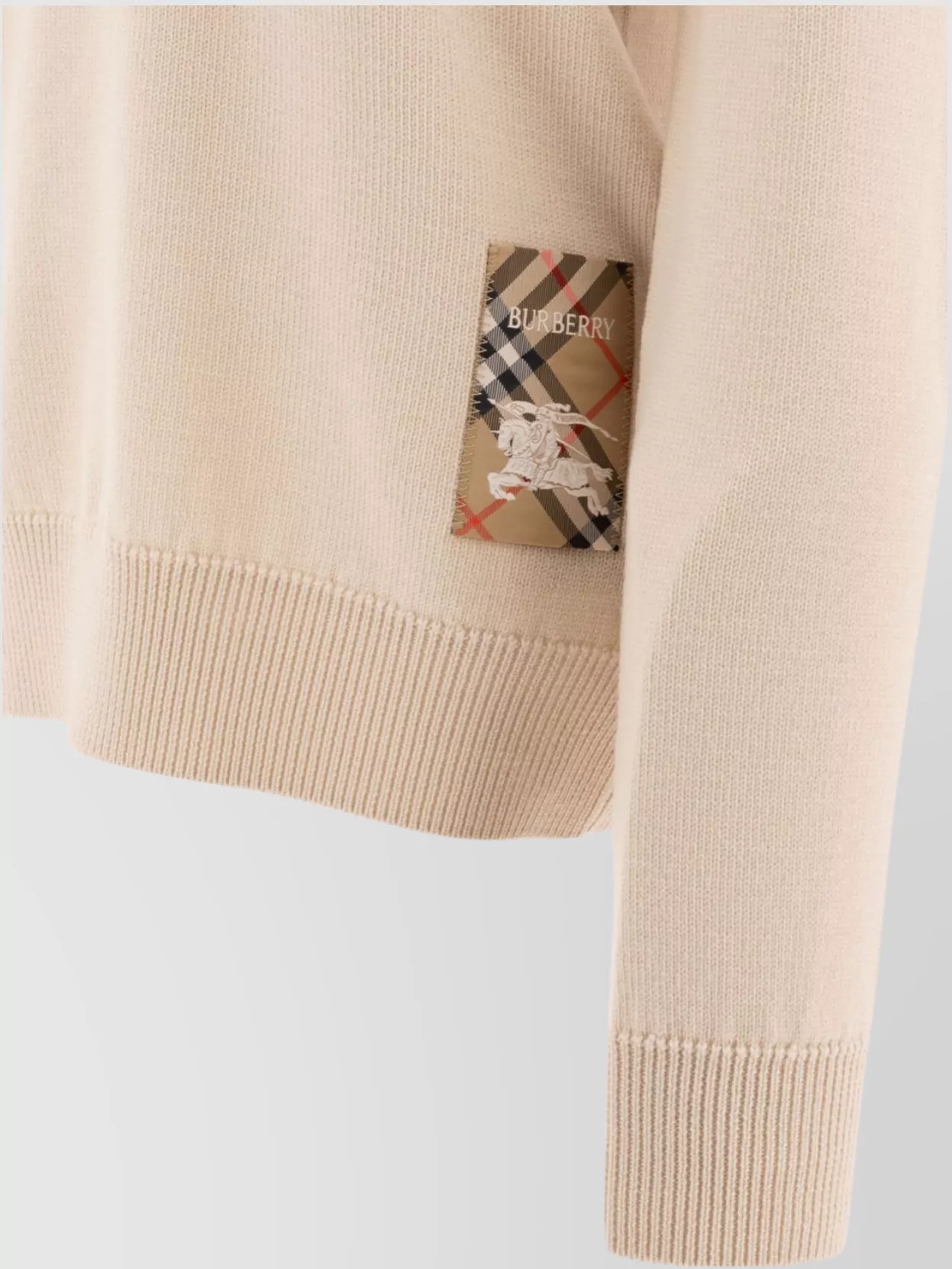 Burberry Wool Crew Neck Sweater Knitwear Beige In Neutral
