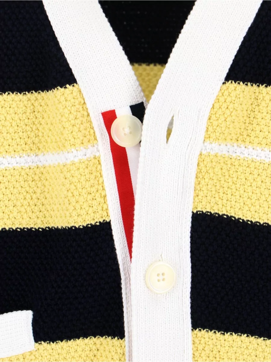 Thom Browne Striped V-Neck Cotton Cardigan