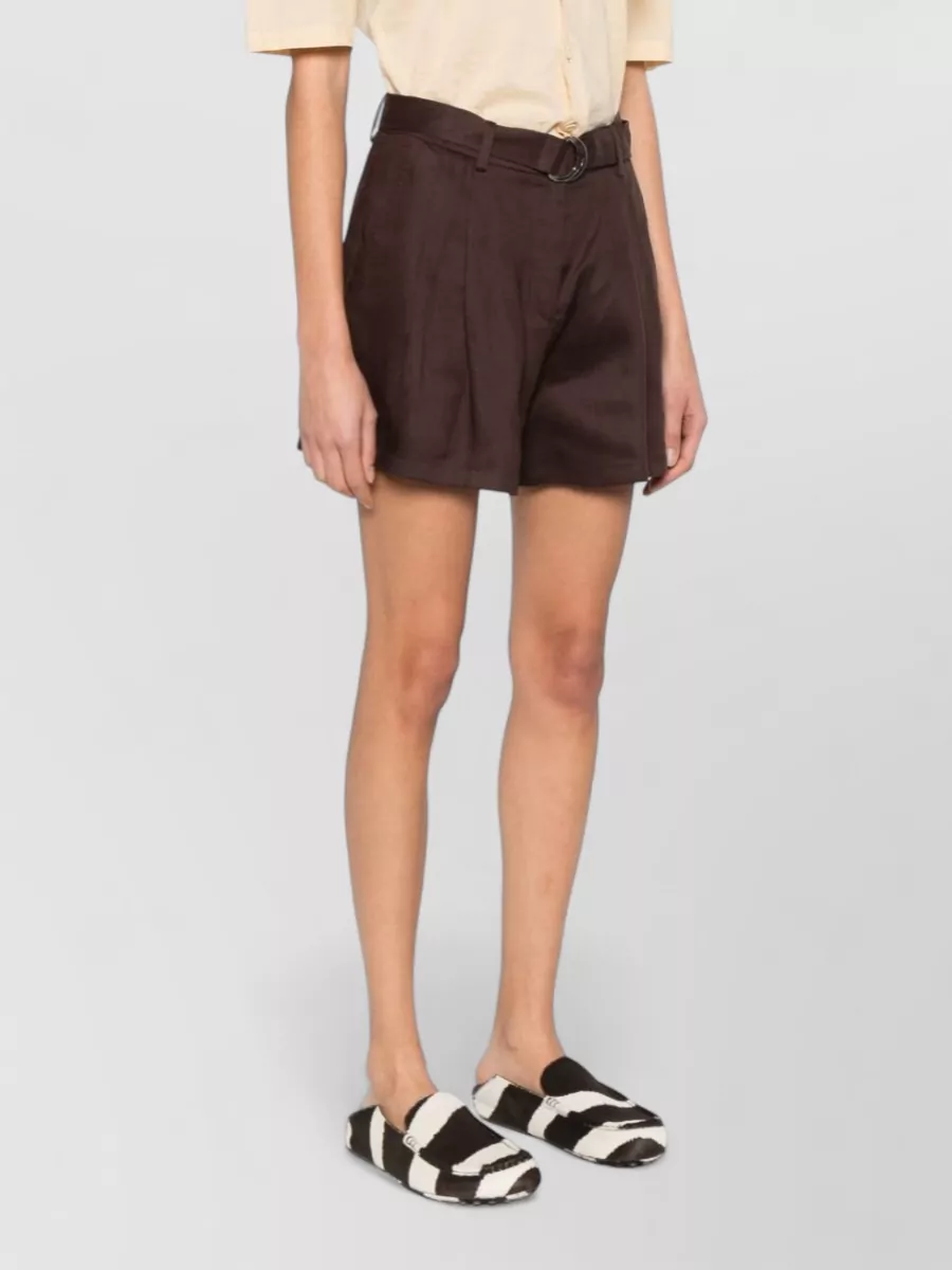 Ermanno Firenze Linen-Blend Pleated Tailored Shorts