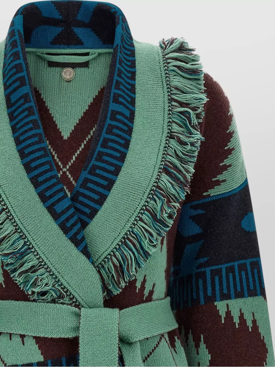 Alanui Cashmere Fringed Belted Oversized Cardigan