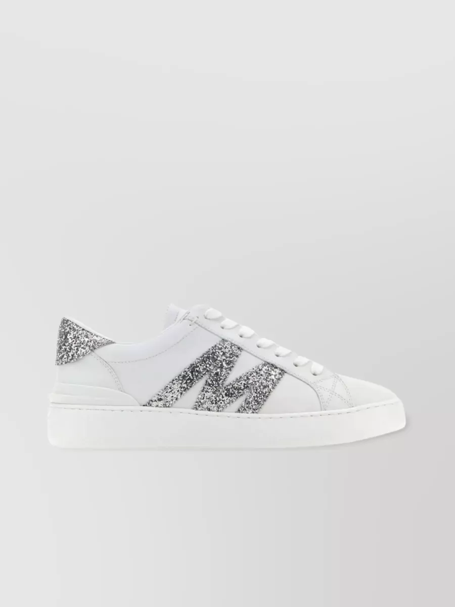 Shop Moncler Leather Monaco M Sneakers In White