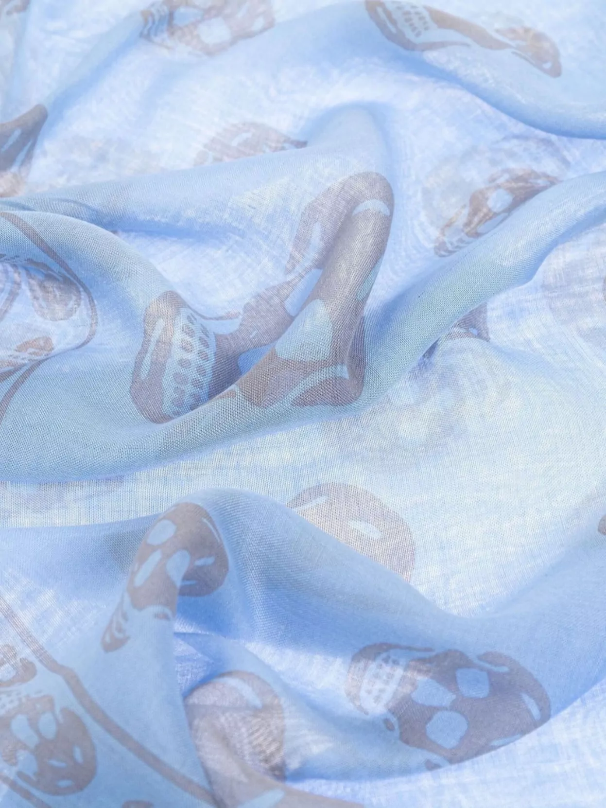 Mc Queen Skull Pattern Lightweight Scarf With Frayed Edges