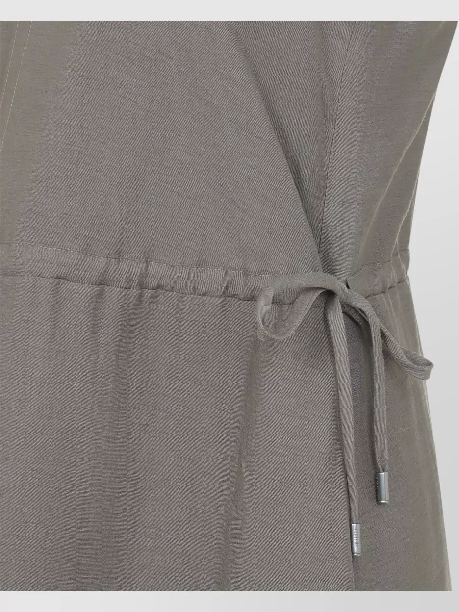 Peserico Twill Midi Dress Sleeveless V Neckline