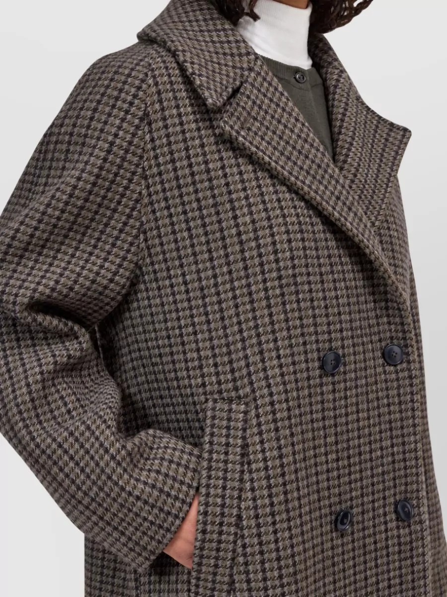 Closed Checked Double-Breasted Wool Coat