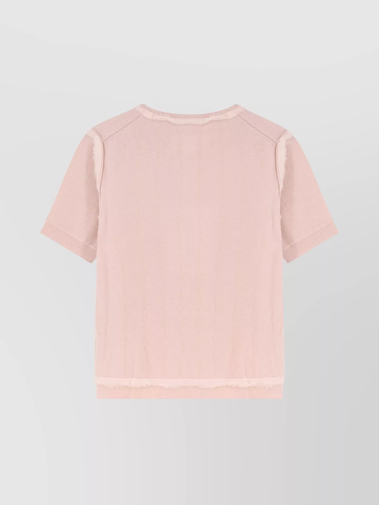 Maison Margiela Handcrafted Wool Sweater With Lace And Ribbed Hem In Pink
