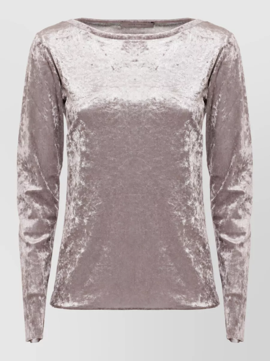 D.exterior high neck long sleeve sweater