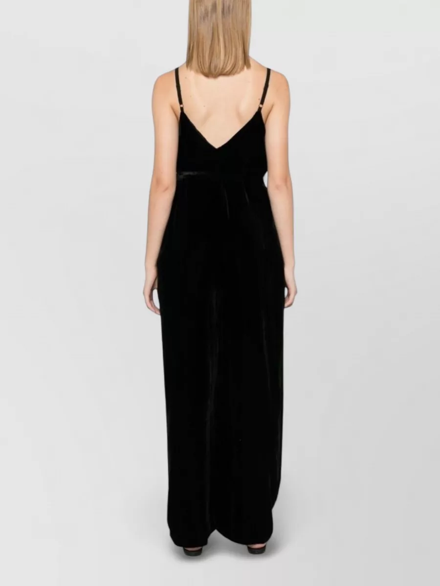 Gold Hawk Velvet V-Neck Sleeveless Wide-Leg Jumpsuit