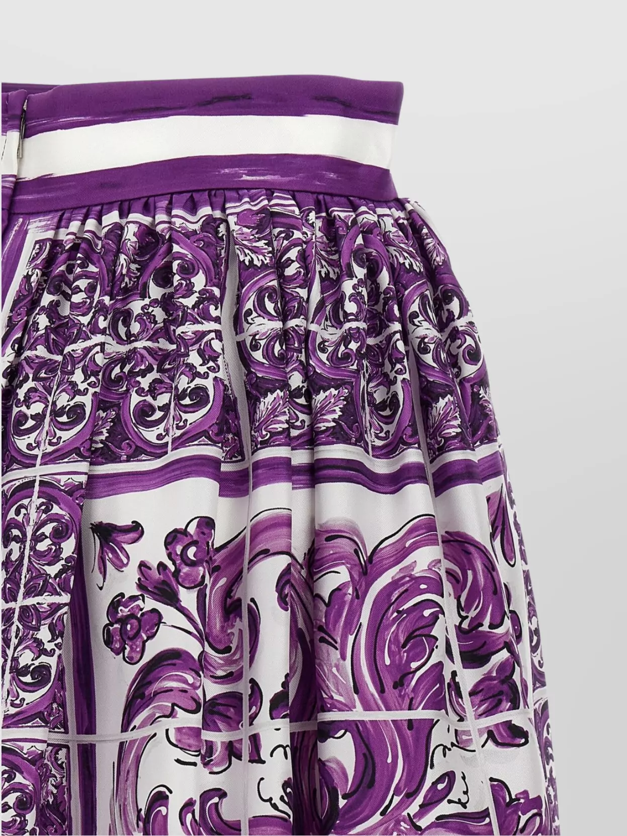 Dolce&Gabbana Printed Pattern Pleated Silk Skirt